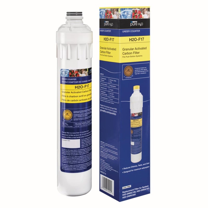 Watts Premier H2O-F17 Pure H2O GAC Carbon Filter Replacement for H2O-DWGC100, H2O-DWGC101, H2O-DWRO300 Under Counter Water Filtration Systems, Push Button Design - Image 5